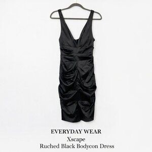 XScape By Joanna Chen Ruched Y2K Little Black Dress Bodycon Sleeveless Evening 8